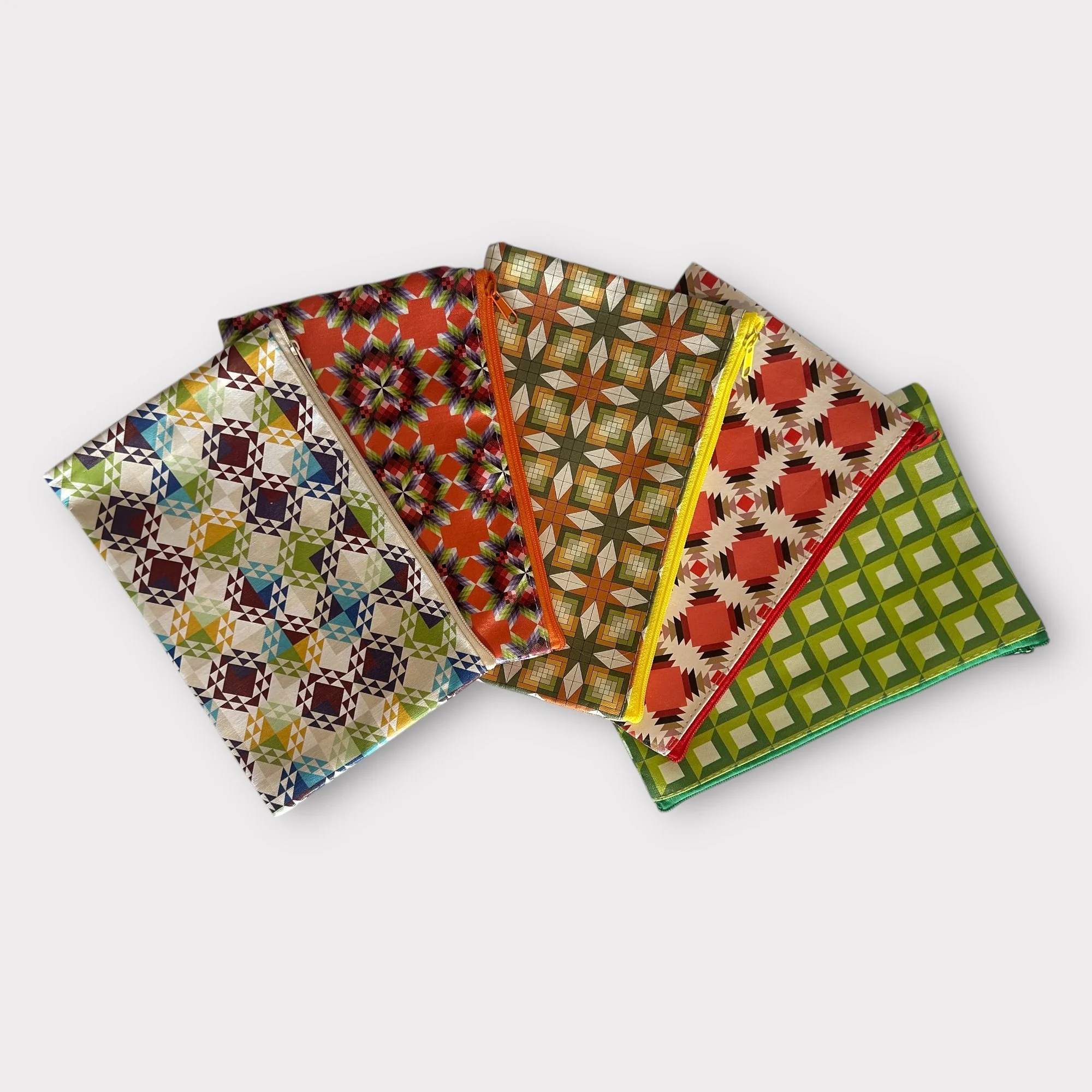 "Hot Blocks" Pencil Pouches - Set of 5