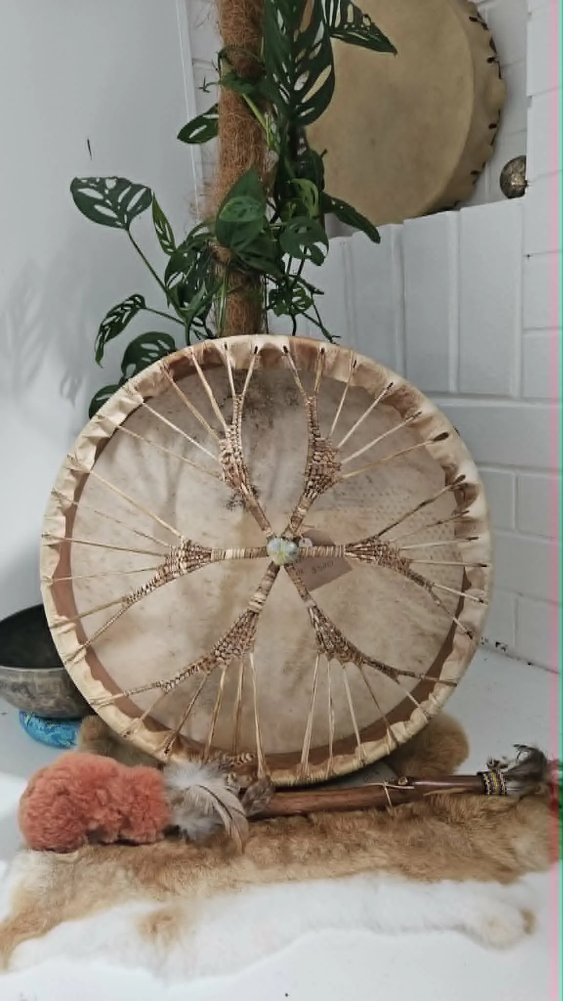 18 inch medicine drum Hibiscus Sounds Laura Garcia back.jpg