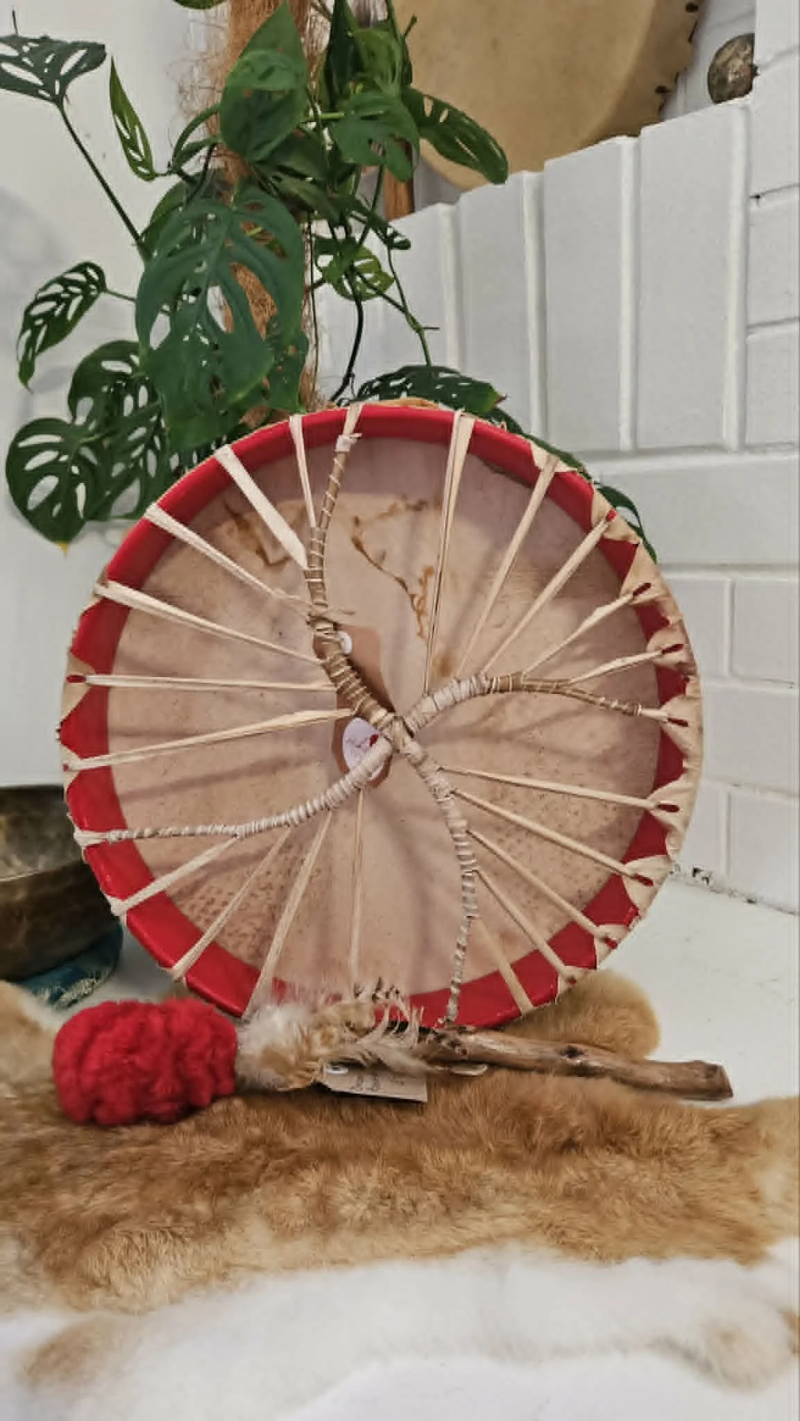 15inch Deer Medinice Drum Hibiscus Sounds Laura Garcia Drum 2 Back.jpg