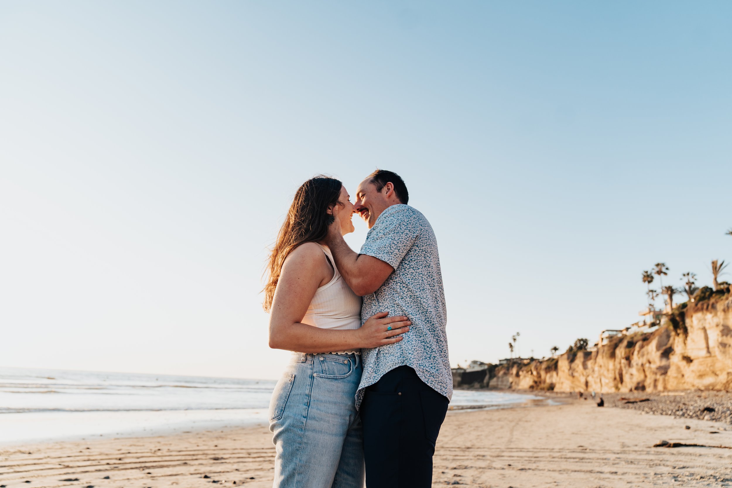 couple, beach, engagement