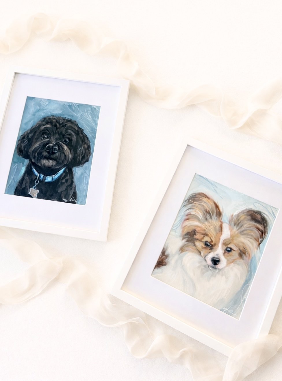 Pet portrait paintings by Massachusetts artist Megan Walsh