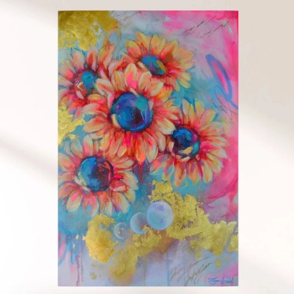 expressive sunflower painting by Massachusetts artist Megan Walsh