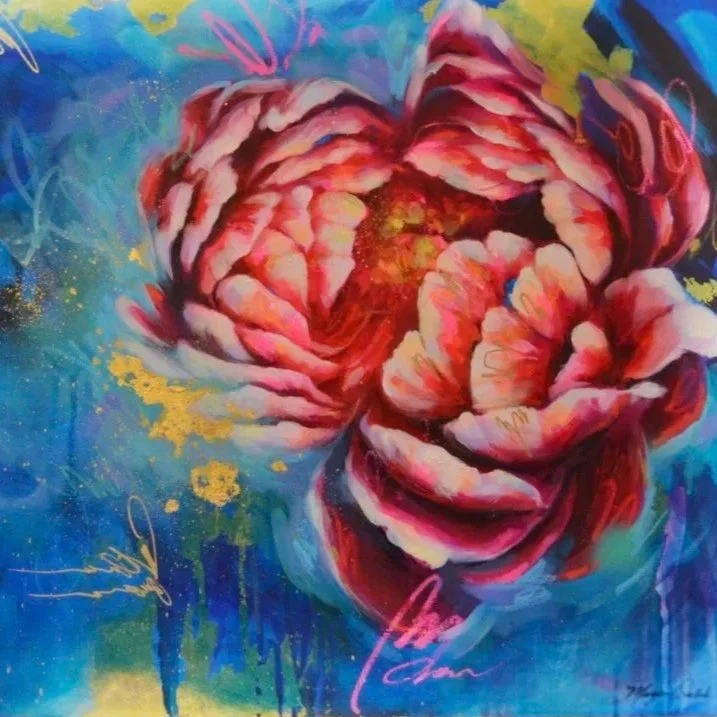 expressive peony painting by Massachusetts artist Megan Walsh