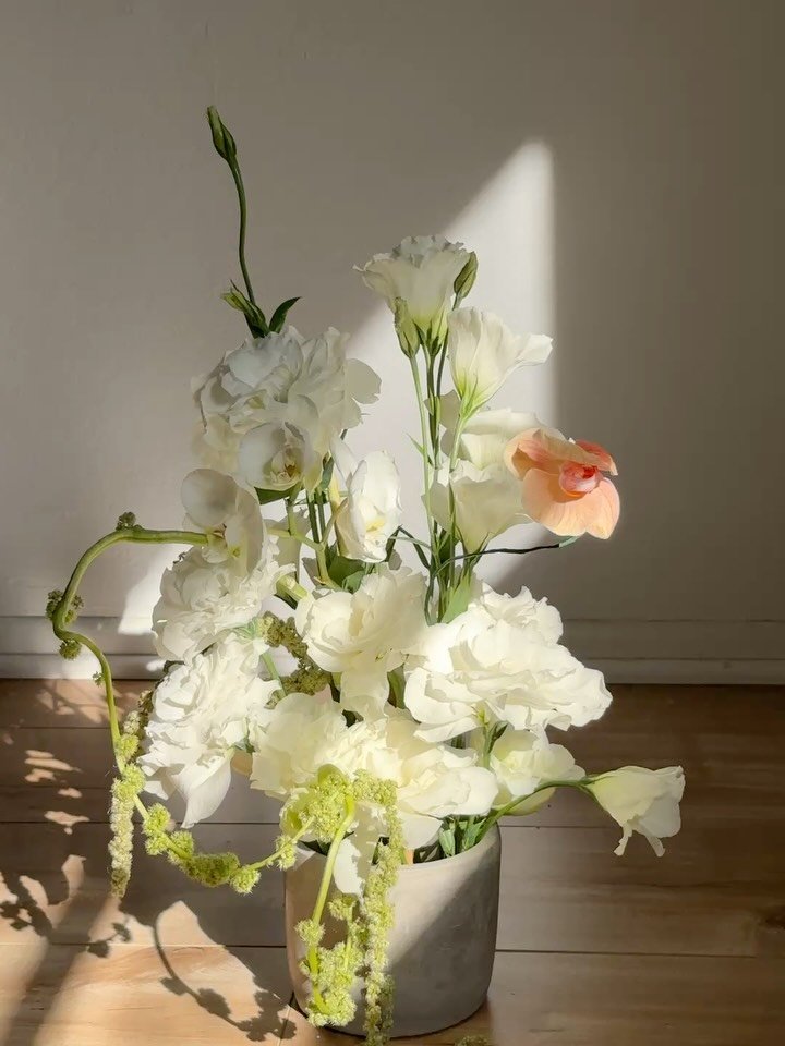 a little arrangement made from leftovers - catching the sun on my bedroom floor 

knowledge gained from this arrangement&hellip; I experimented with lots of mini kenzans as the base and let me just tell you, I will in fact be buying a larger kenzan f