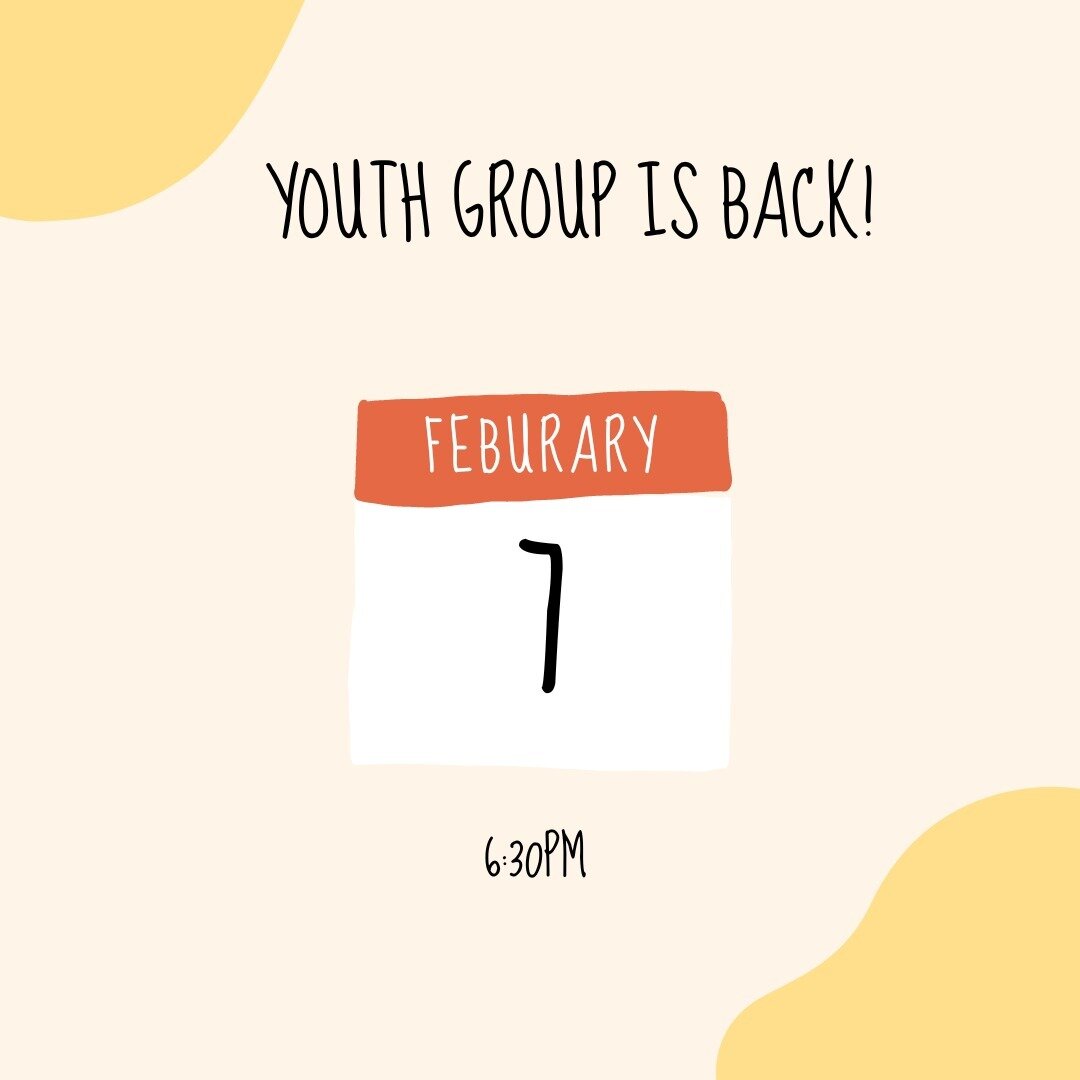 Youth group is back Wednsday 7th Feb at 6:30pm. Can't wait to see you all again! More information to come soon so keep an eye out that!😁