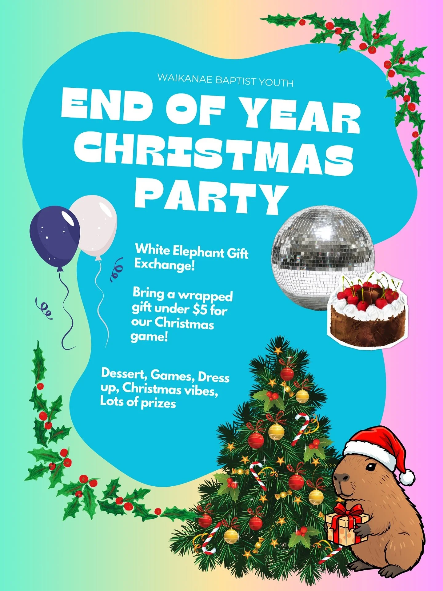 🎄Dress up and bring a cheap guft! Join us as we wrap up an amazing year together and celebrate our awesome Year 13s as they graduate from the youth group!