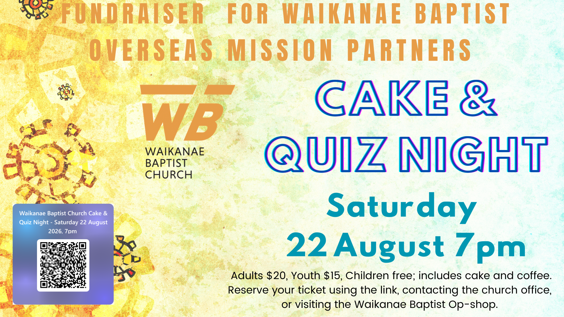 Cake &amp; Quiz Fundraiser 22 August 2026