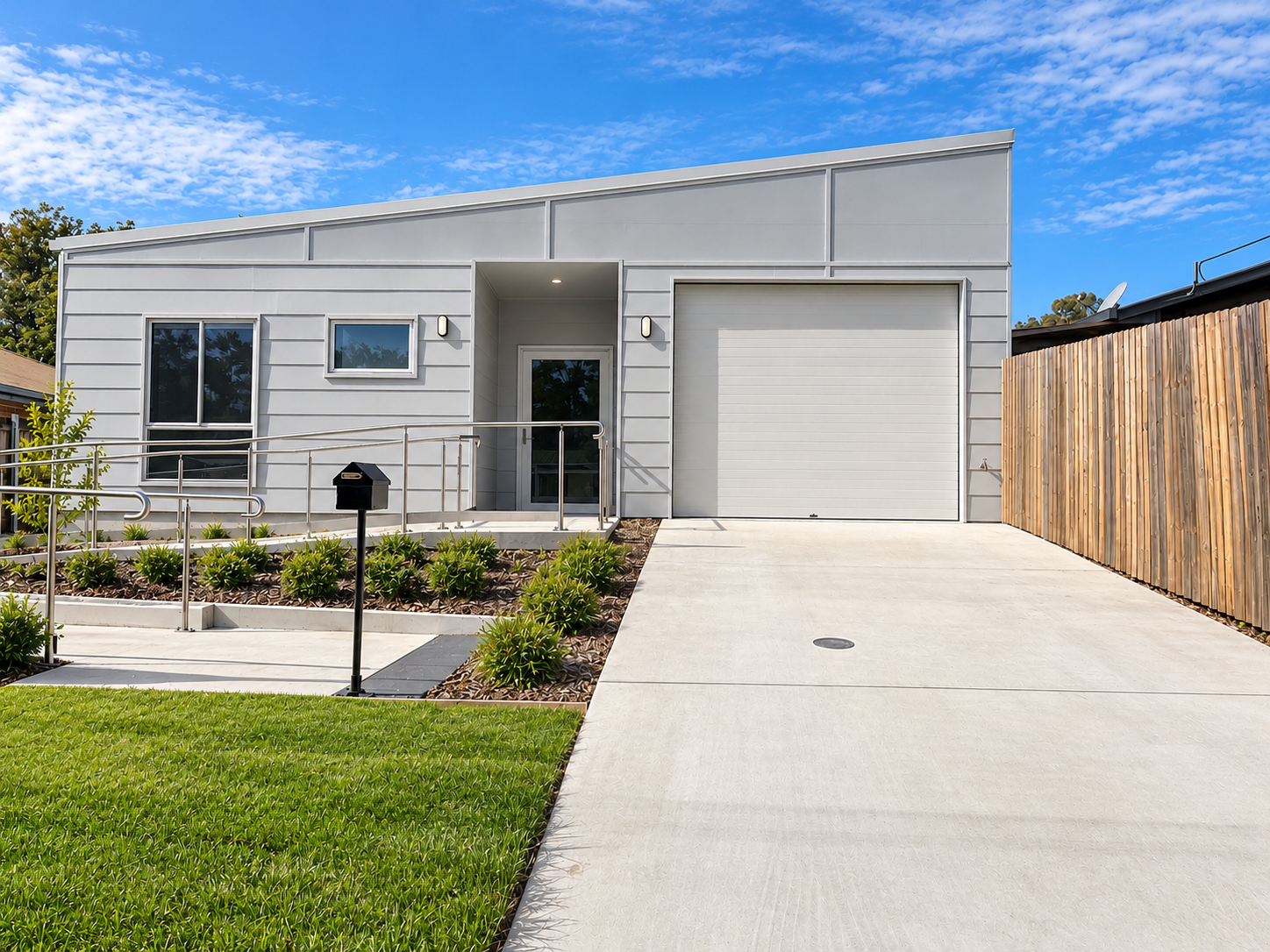 Modern Home with Lush Landscaping and Ramp.png