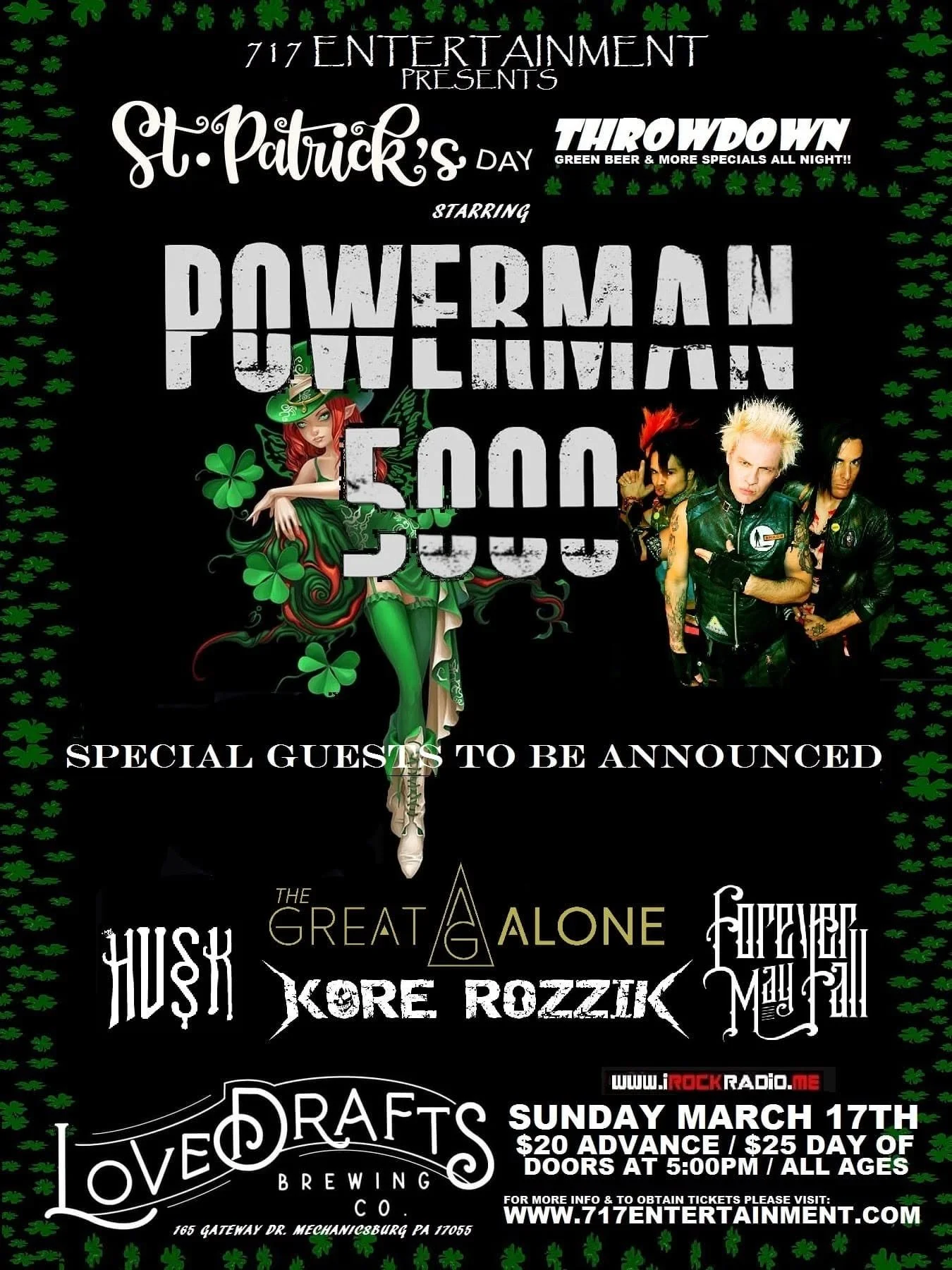 Powerman 5000 St. Patricks Day Show at Lovedrafts