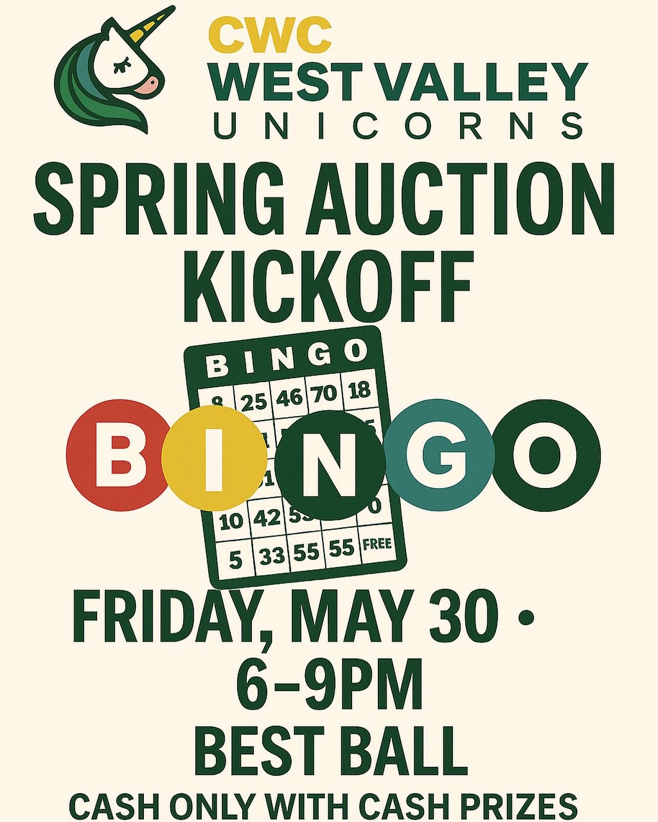 🎉 Spring Auction Kickoff 🎉
Join us at Best Ball on Friday, May 30th at 6PM for a special night benefiting @cwcwestvalley!
We&rsquo;re kicking off the auction season with Bingo, raffles, great prizes, and family-friendly fun &mdash; all for a good c