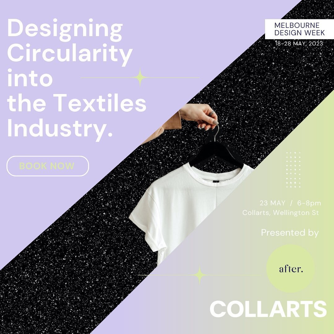 Have you heard? We&rsquo;re participating in this years #MelbourneDesignWeek! 🤗🥳

We are thrilled to be hosting an expert-led panel in collaboration with @collarts for #MDW2023 &ldquo;Designing Circularity into the Textiles Industry.&rdquo;

This F