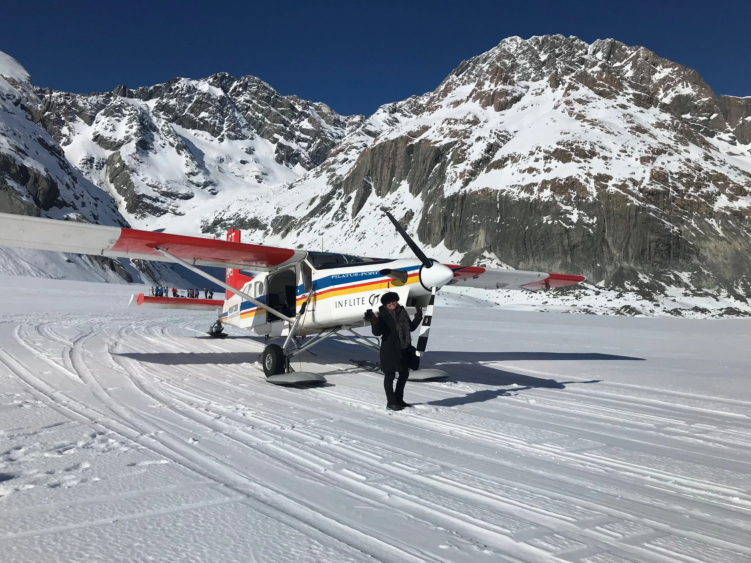 Scenic flight above glaciers and mountains in Aoraki Mount Cook National Park