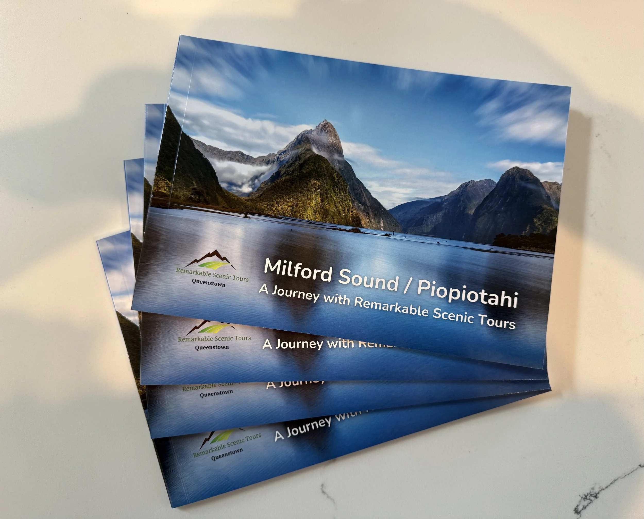 a 40 page detailed Milford Sound gift book for guests on the Jewel in Milford Tour with Remarkable Scenic Tours