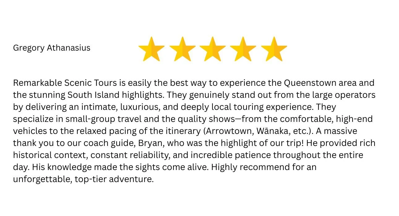 Tripadviser 5 star review for Remarkable Scenic Tours