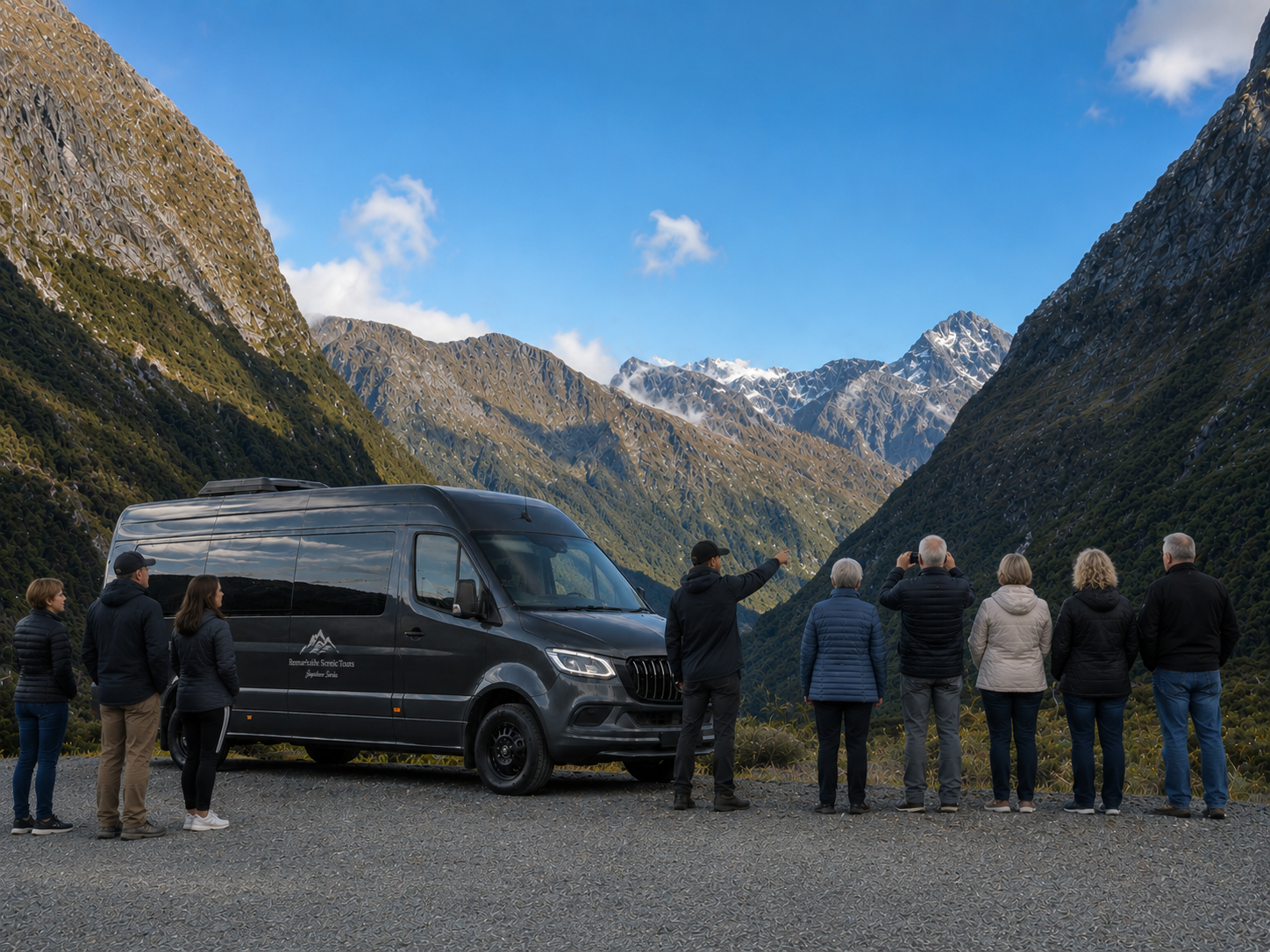 A luxury Tour van in Milford Sound