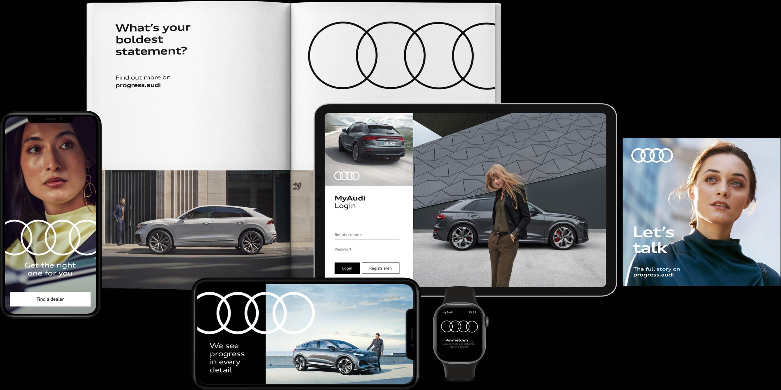 Overview of Audi's 2022 rebranding, Website, Logo, brochure