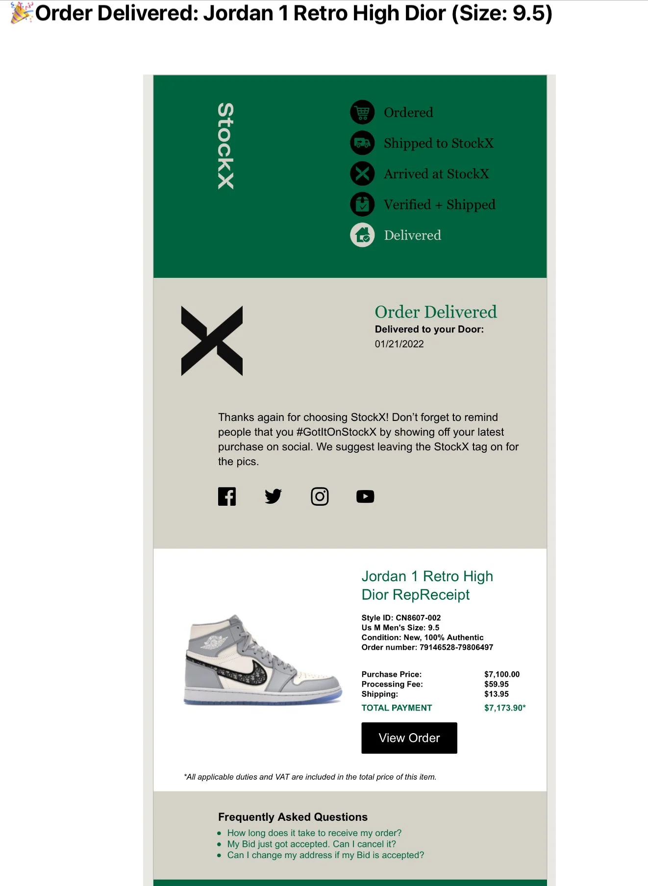 StockX Email Receipts and Purchase Confirmation Structure Explained