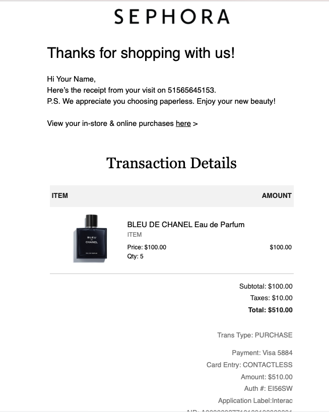 sephora receipt generator