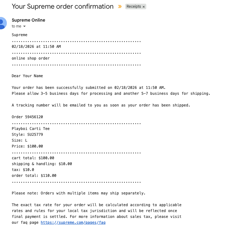 supreme receipt generator