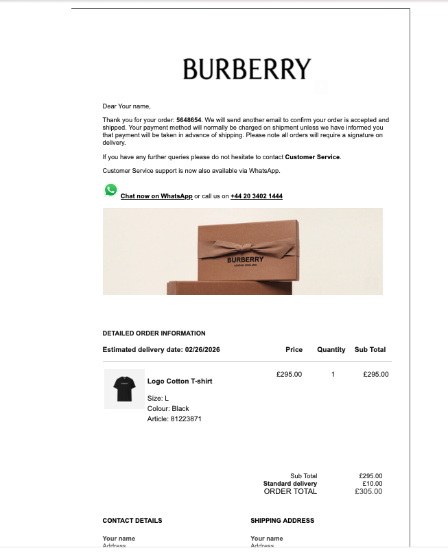 Burberry receipt generator
