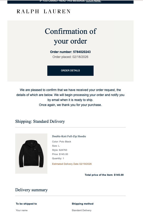 ralph lauren receipt generator