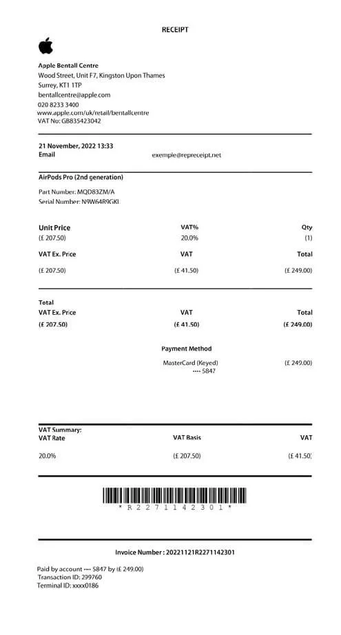 Apple Receipt Generator