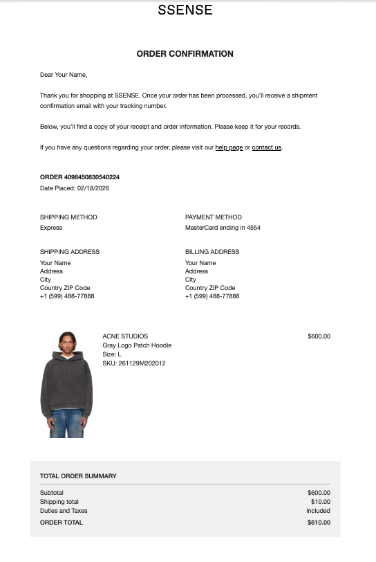 ssence receipt generator