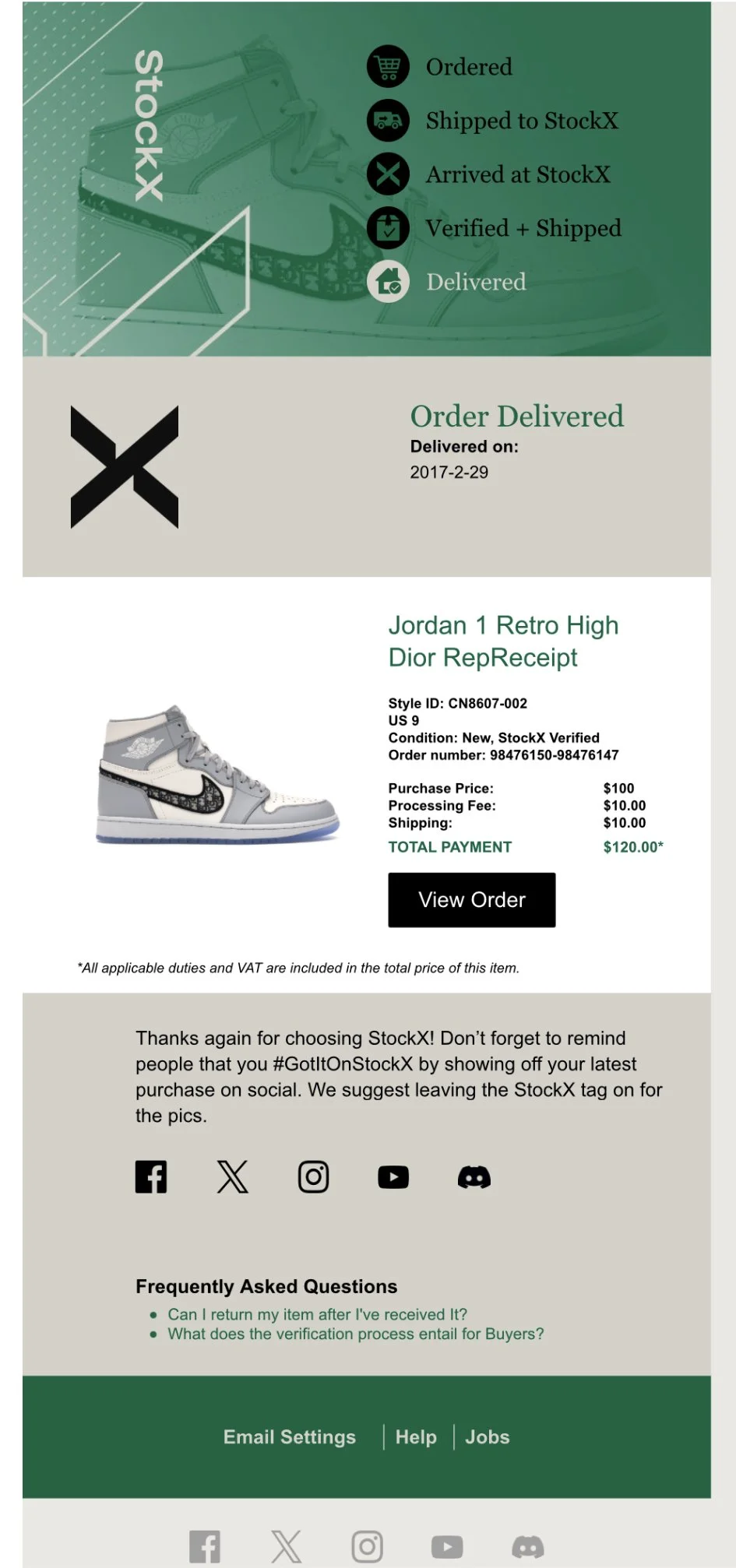 StockX Receipt generator