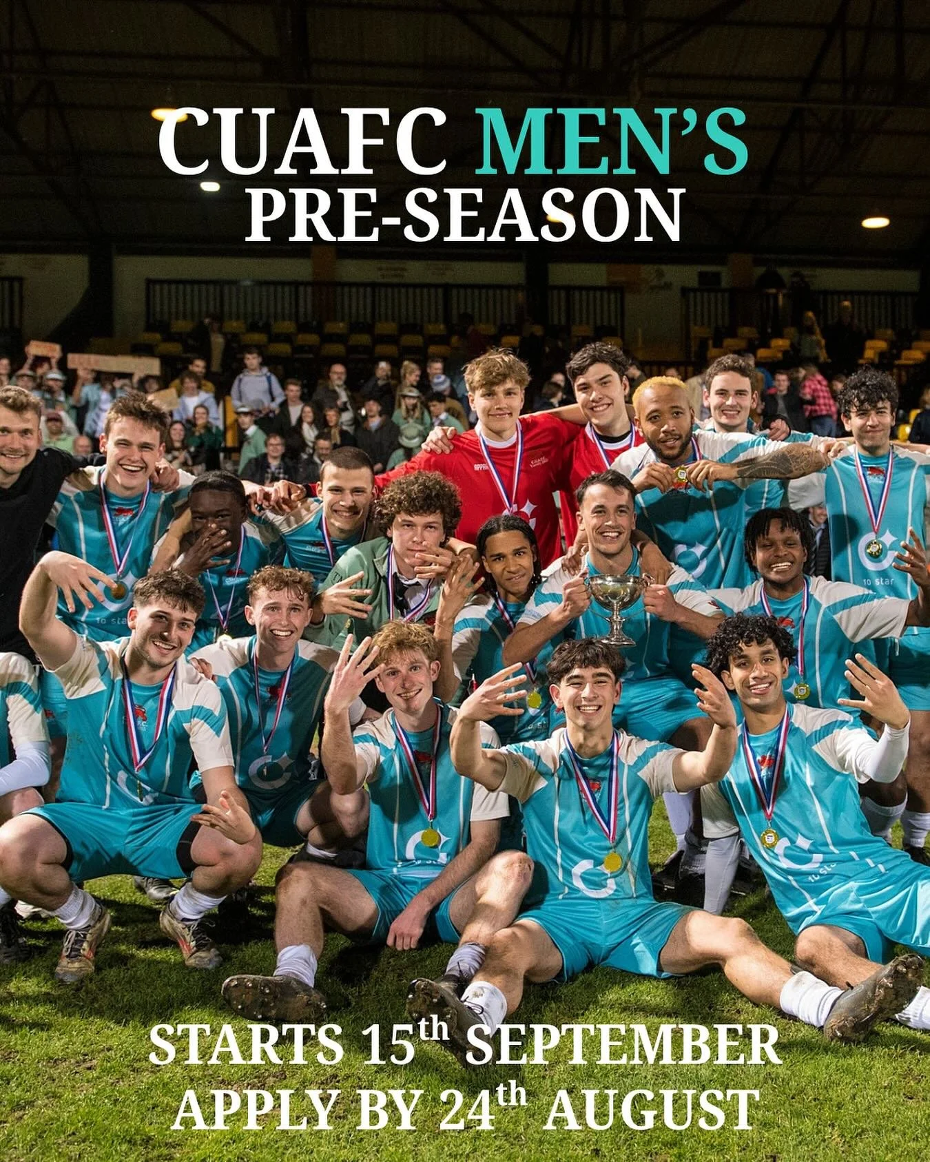🗓️ Starts 15th September 🗓️

CUAFC are excited to welcome applications to our men&rsquo;s pre-season for students who already have a confirmed place for next year. 

Use the link in our bio to submit your application via Google forms 🔗

For any fu