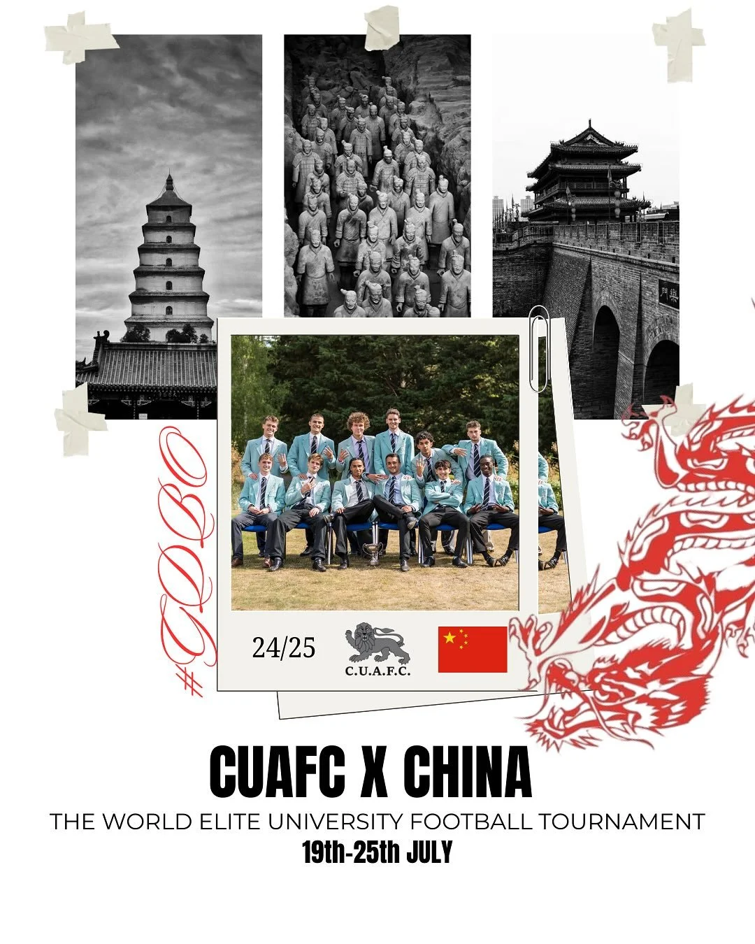 CUAFC is honoured to have been invited by the World Elite University Football Association (WEUFA) to represent the University of Cambridge at the World Elite University Football Tournament (WEUFT) in Xi&rsquo;an, China. 

🗓️ The tournament will take