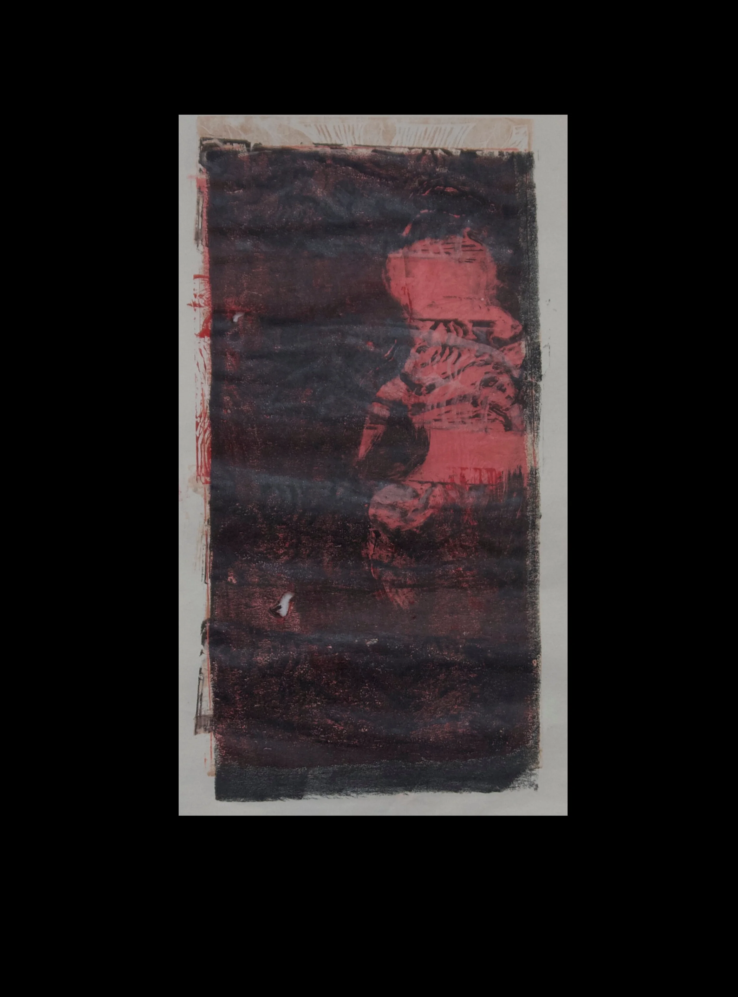I'll be up in a minute 4 mono-type on lino print 29.5 x 42 cm