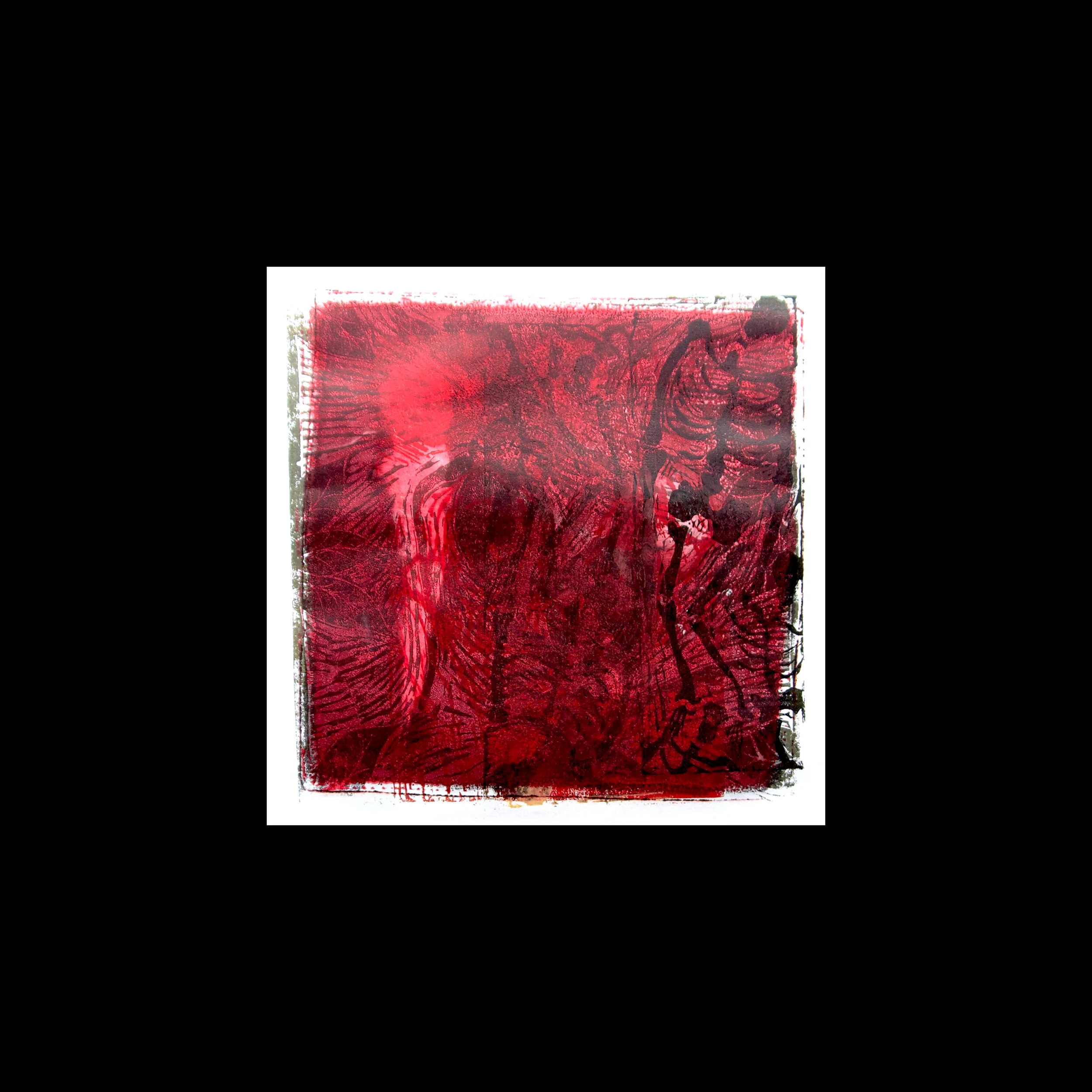 Buried self emerging 7 mono-type on lino print 29.5 x 29.5 cm