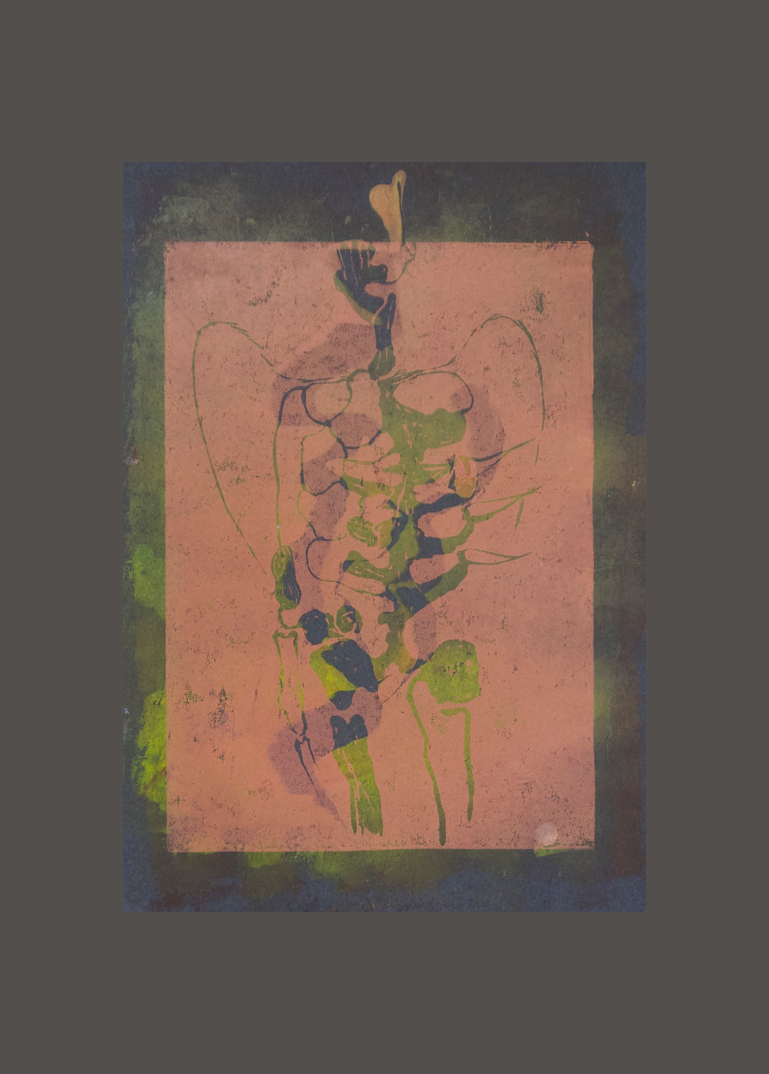 Bone Angel 9 lino mono print 29.5cm x 42cm