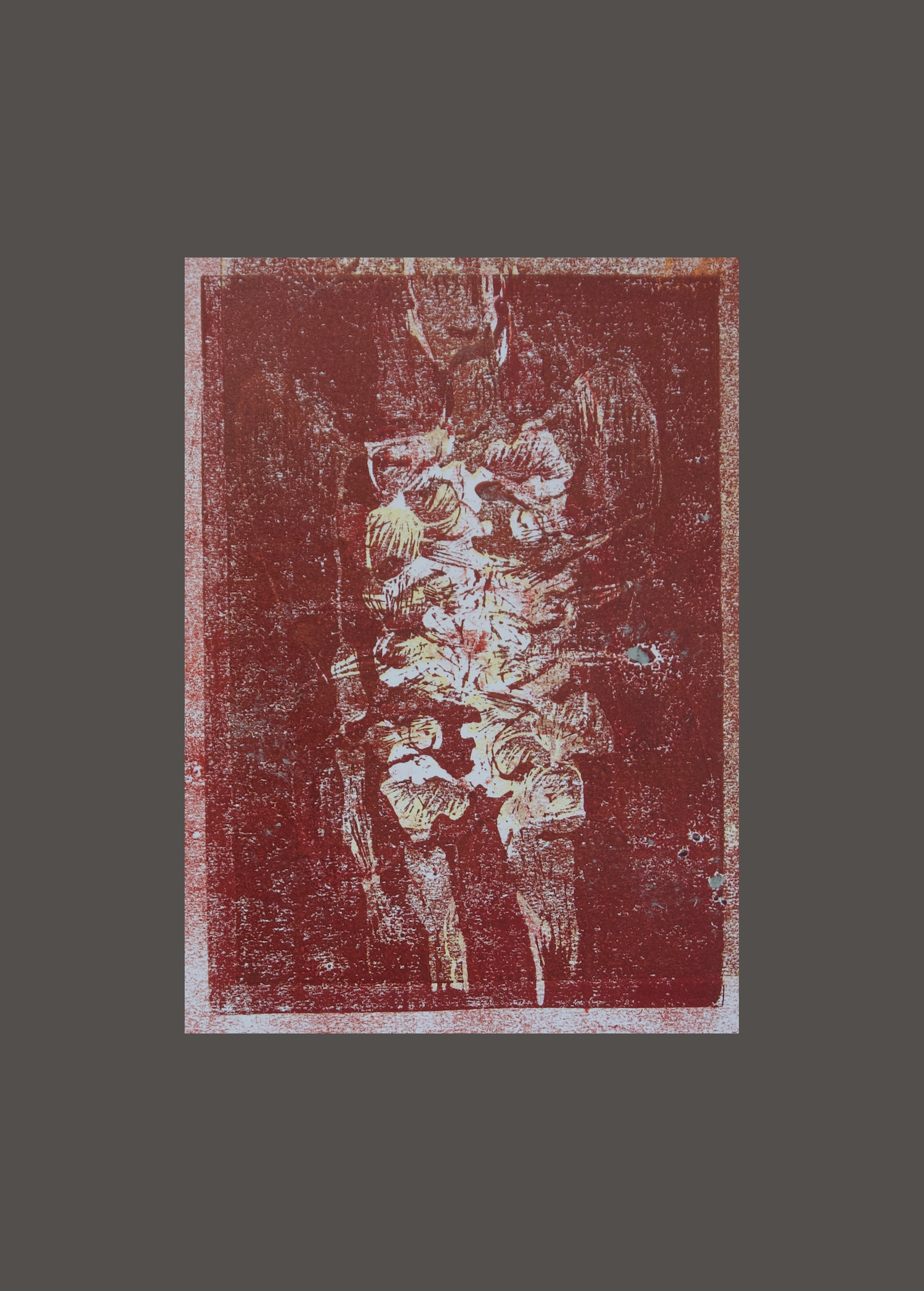 Bone Angel 13 lino mono print 29.5cm x 42cm
