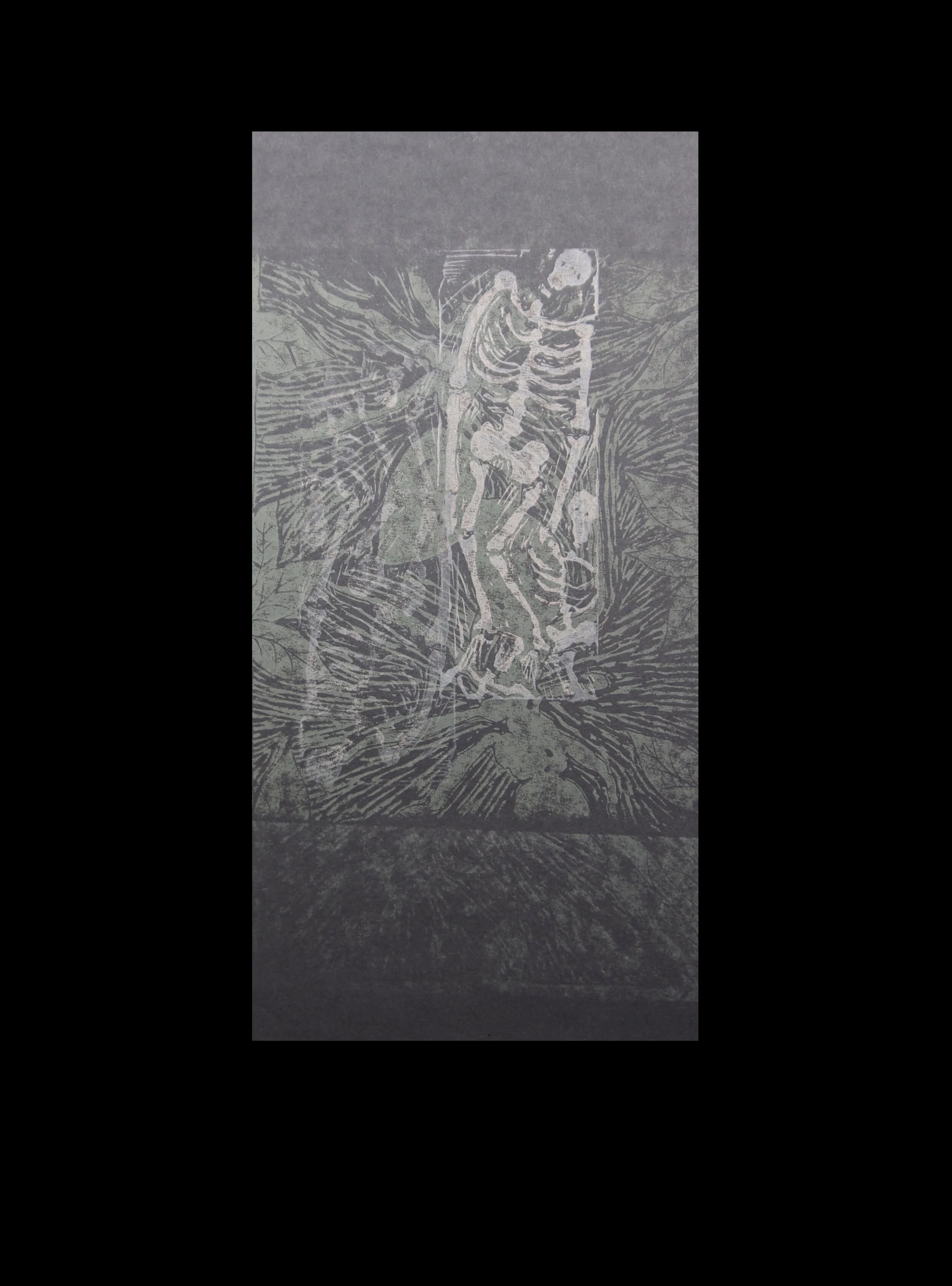 Inner collapse 2 lino mono-print 29.5 x 42 cm