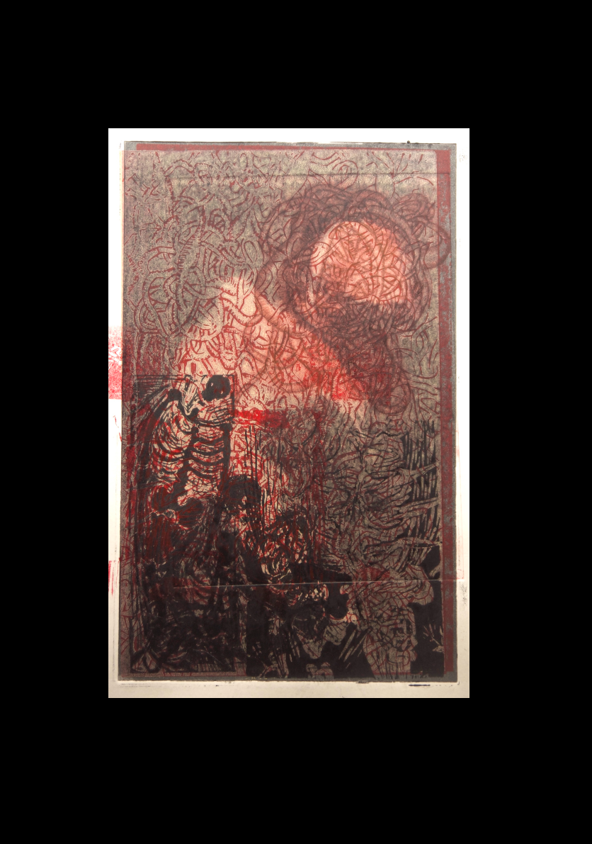 Dancing or Falling 5 29.3cm x 42cm mono-print