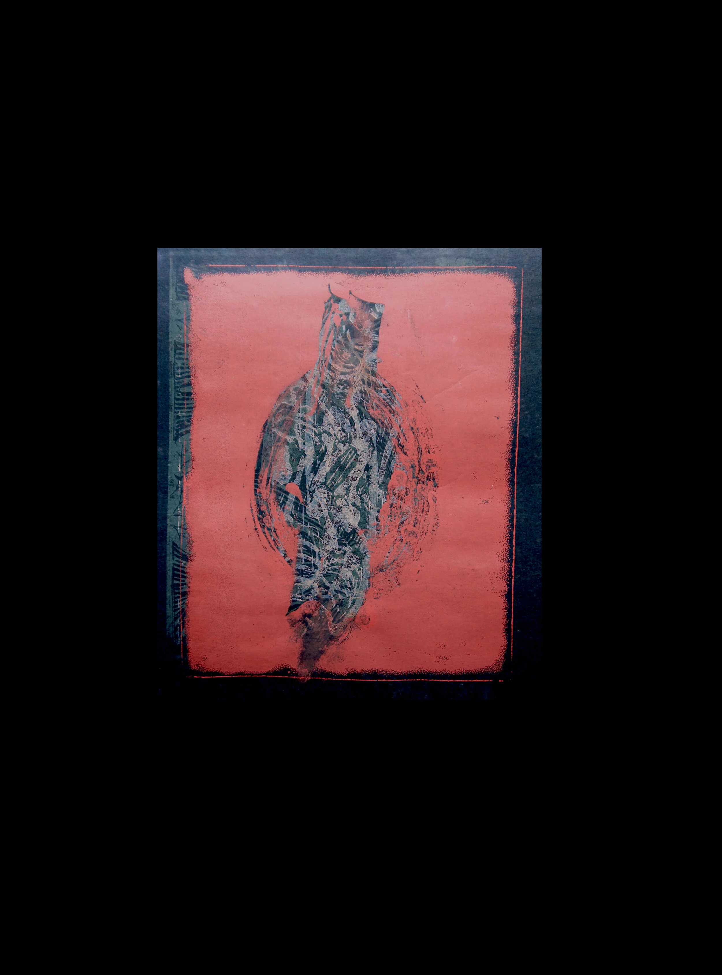 Exposure 3 mono-type on lino print 29.5 x 42 cm