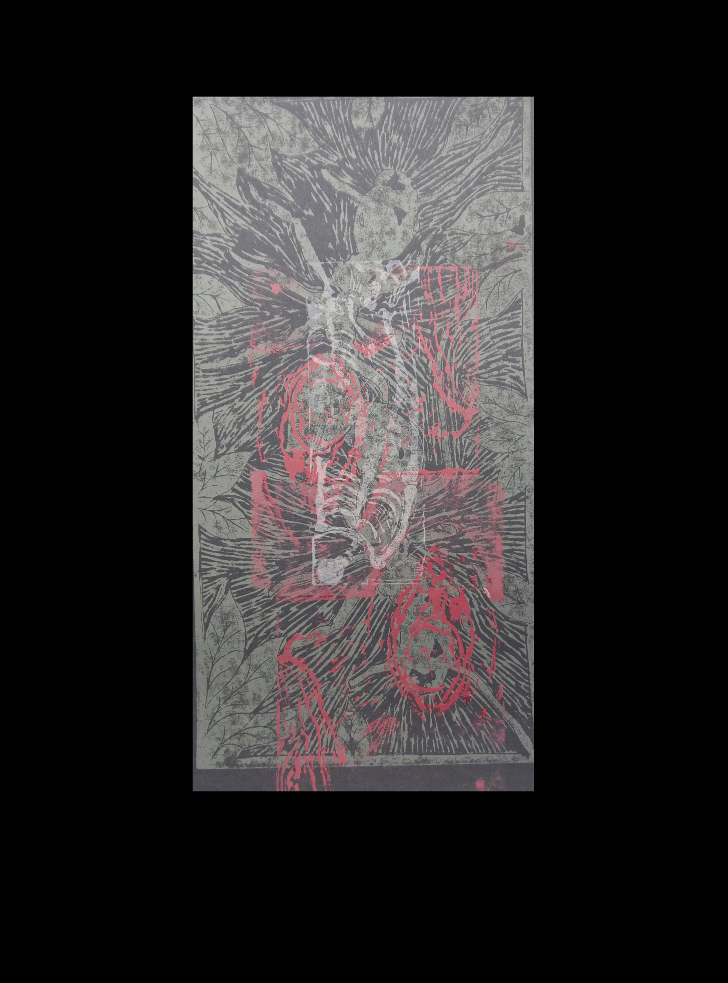 Inner collapse 4 lino mono-print 29.5 x 42 cm