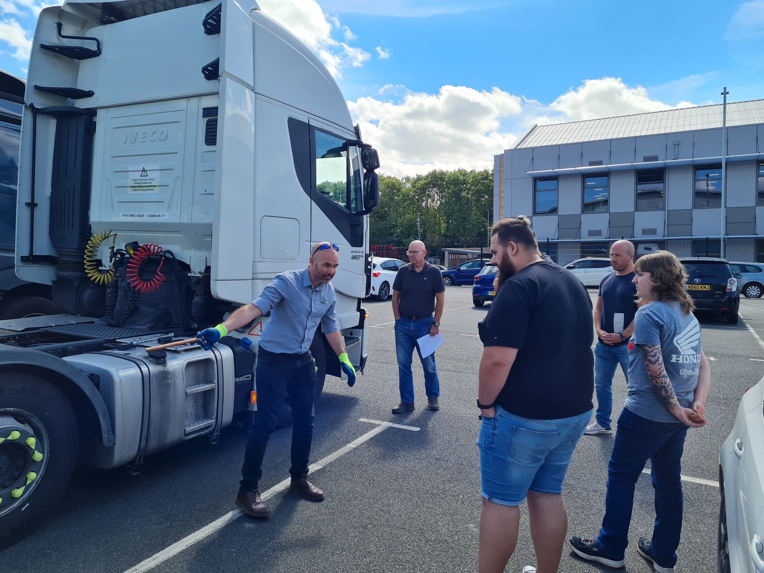 Unlocked students being shown around a HGV