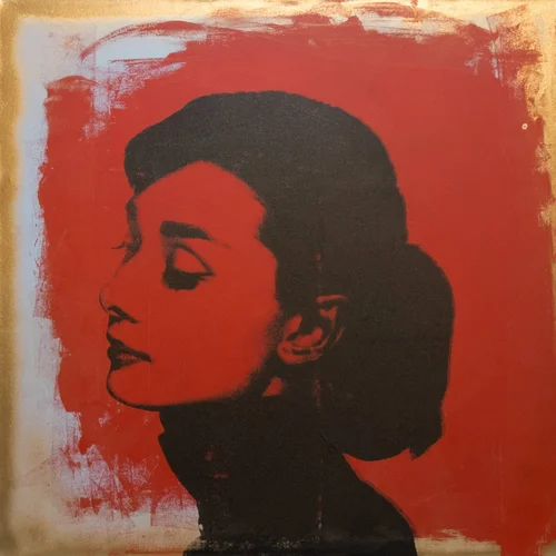 Audrey Hepburn Red & Gold Pop Art Painting