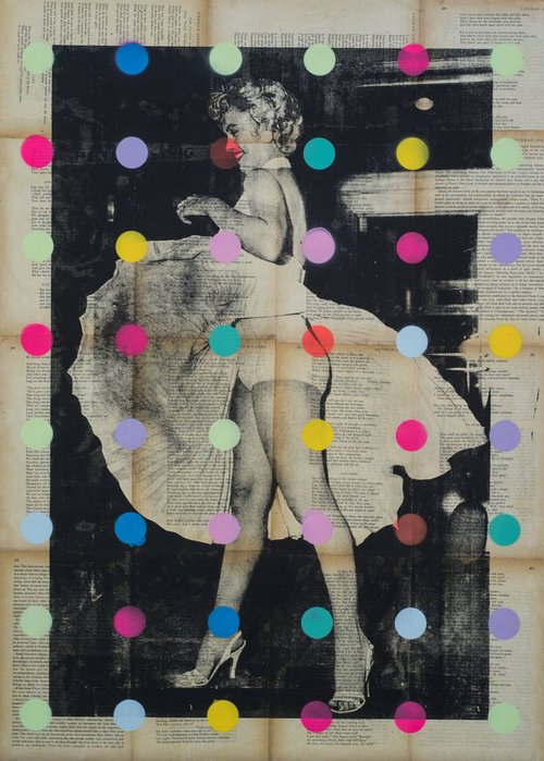 Marilyn Monroe Vintage Collage Pop Art Painting