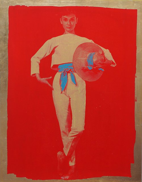 Audrey Hepburn Silkscreen on Aluminum Pop Art Painting