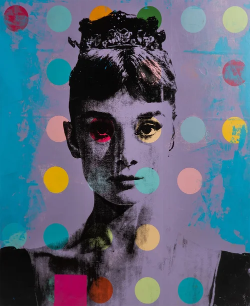 Audrey Hepburn Dots Pop Art Print