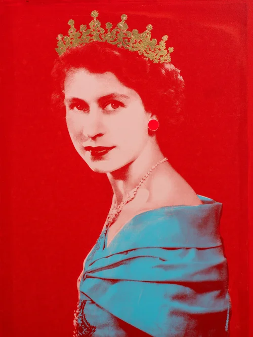 Queen Elizabeth II Crimson Pop Art Painting