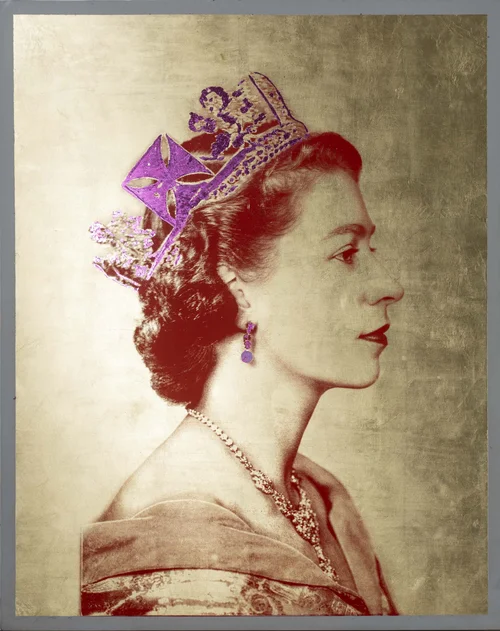 Queen Elizabeth II Gold Leaf Pop Art Painting