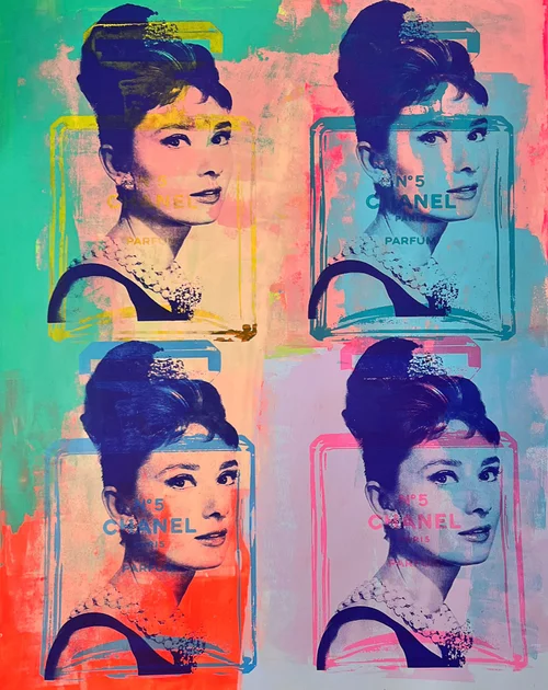Audrey Hepburn Matboard Pop Art Painting