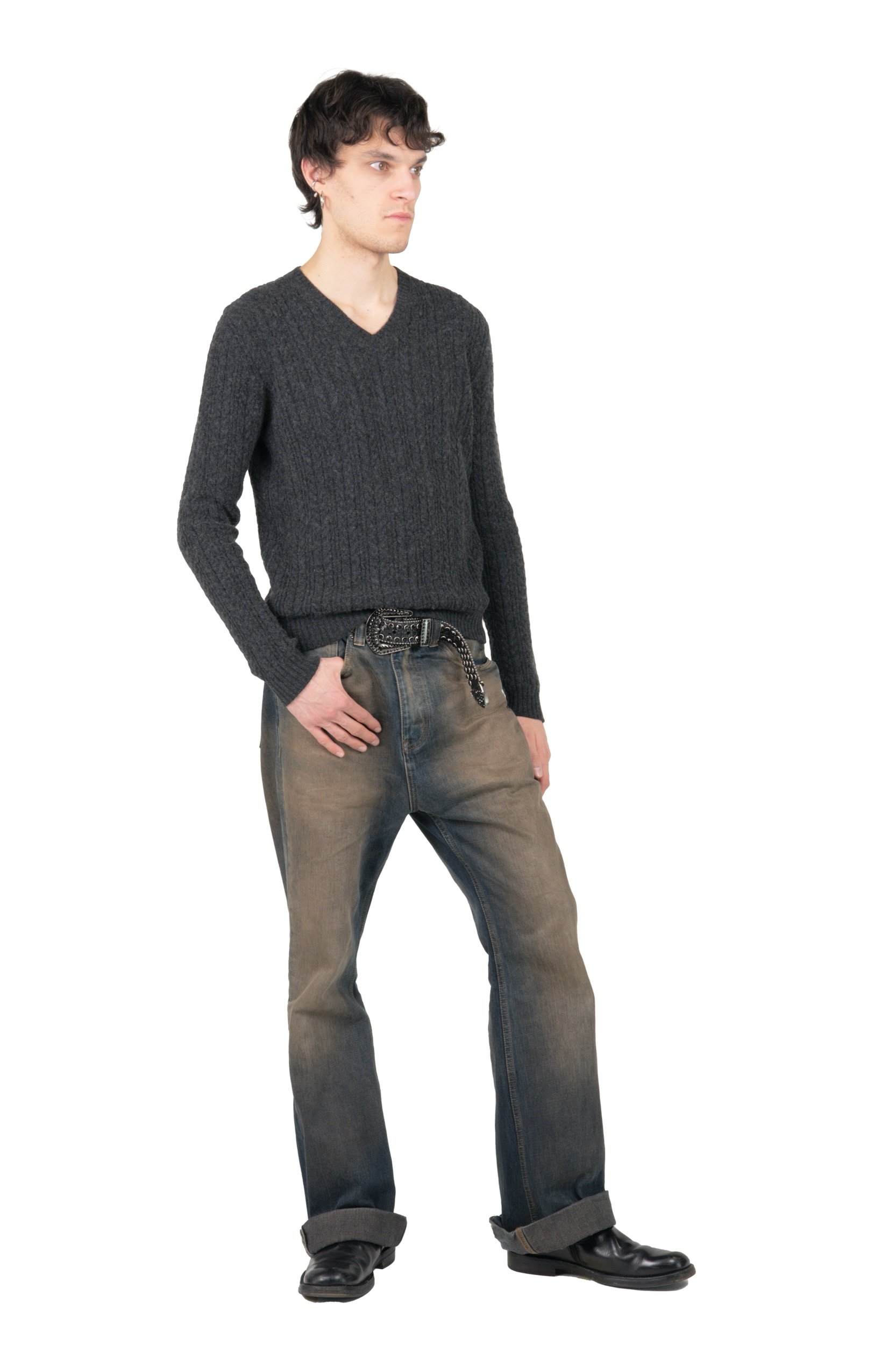 Prada Grey Cashmere V-Neck Sweater