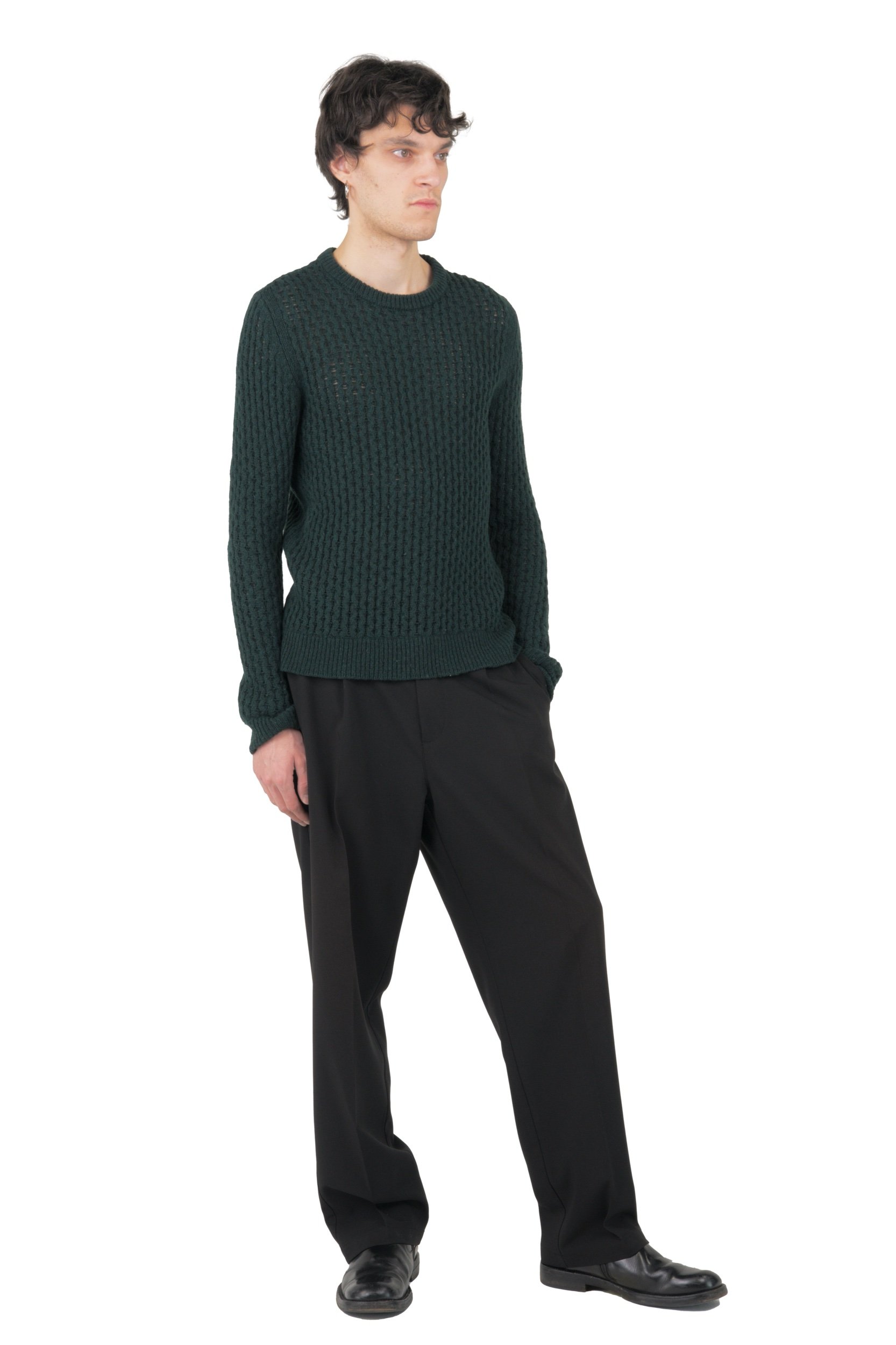 Raf Simons Green Wool Knit Sweater
