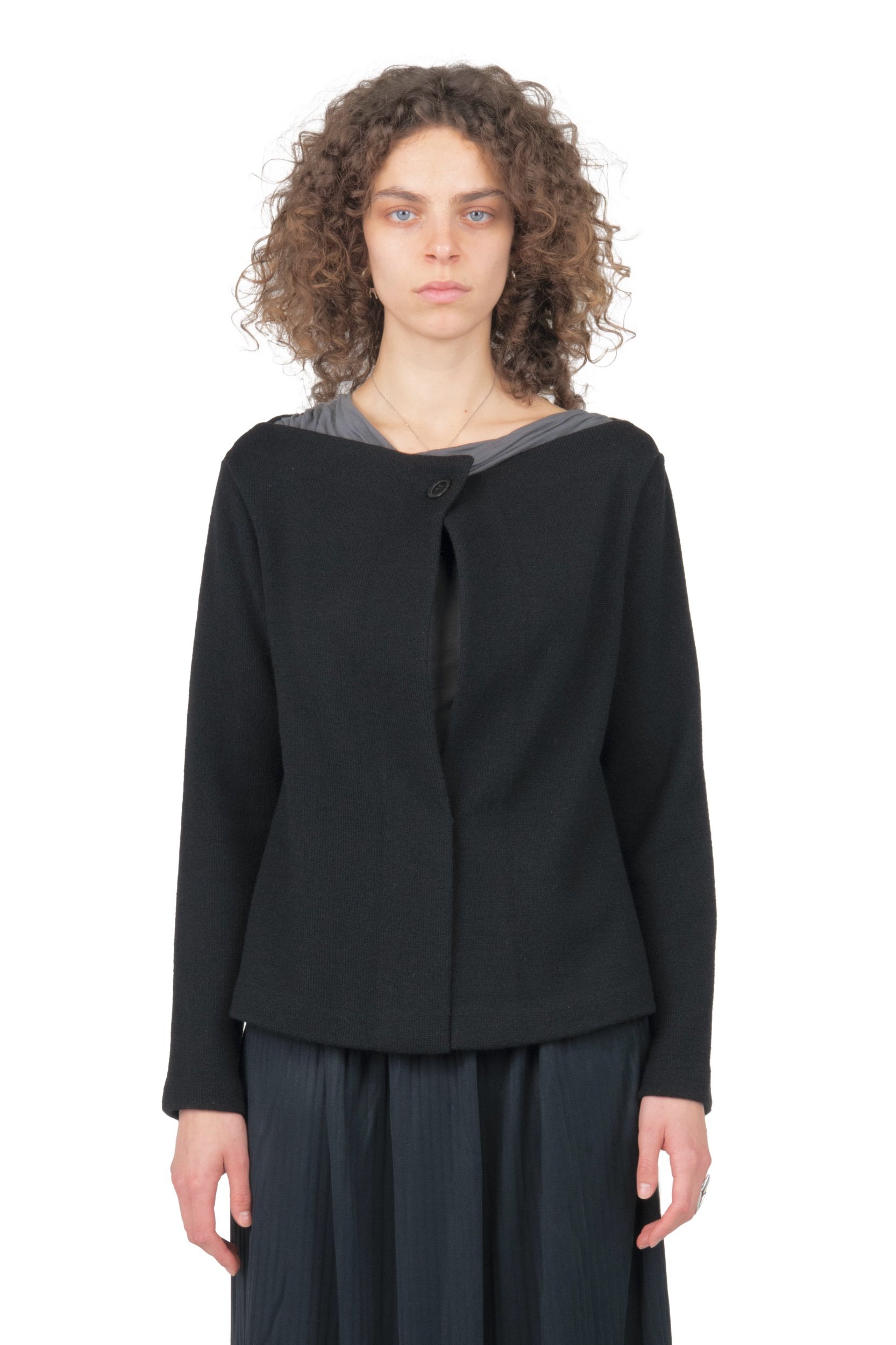 Yohji Yamamoto +Noir Open Neck Wool Jacket