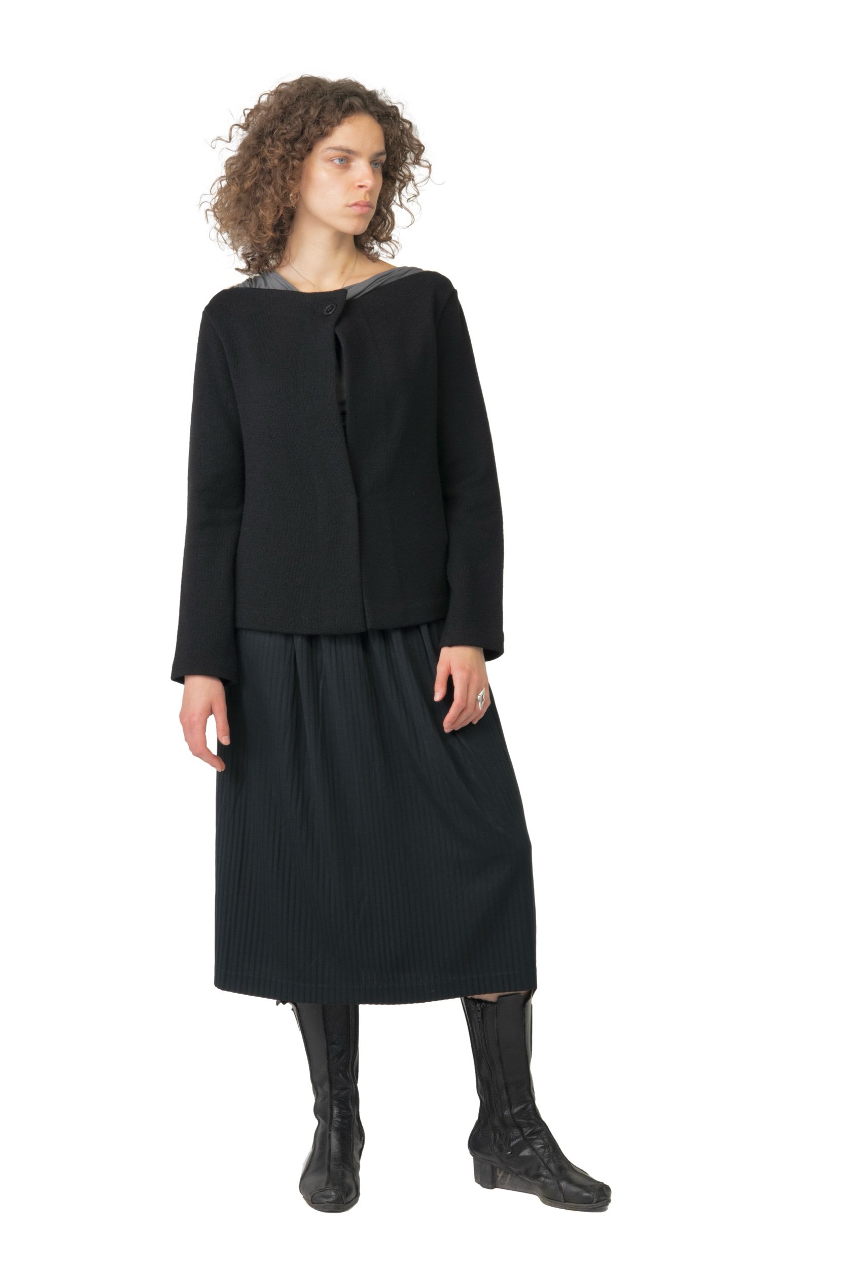 Yohji Yamamoto +Noir Open Neck Wool Jacket